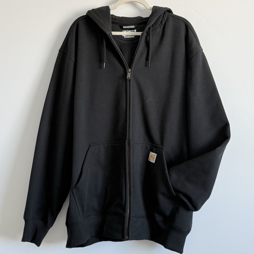 Carhartt Men's XL Rain Defender Paxton Heavyweight‎ Zip Front Sweatshirt Black - Picture 2 of 8
